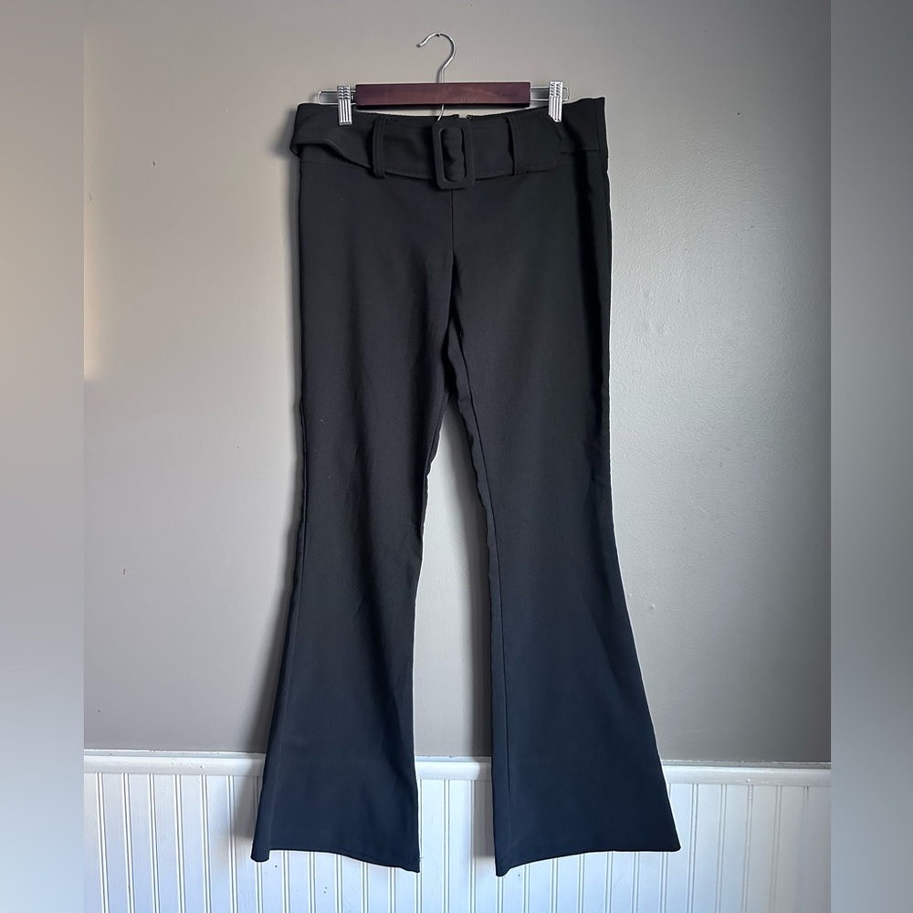 Black Y2K Flared Pants Women’s Size 9 Low Rise Wide Leg Retro Trousers